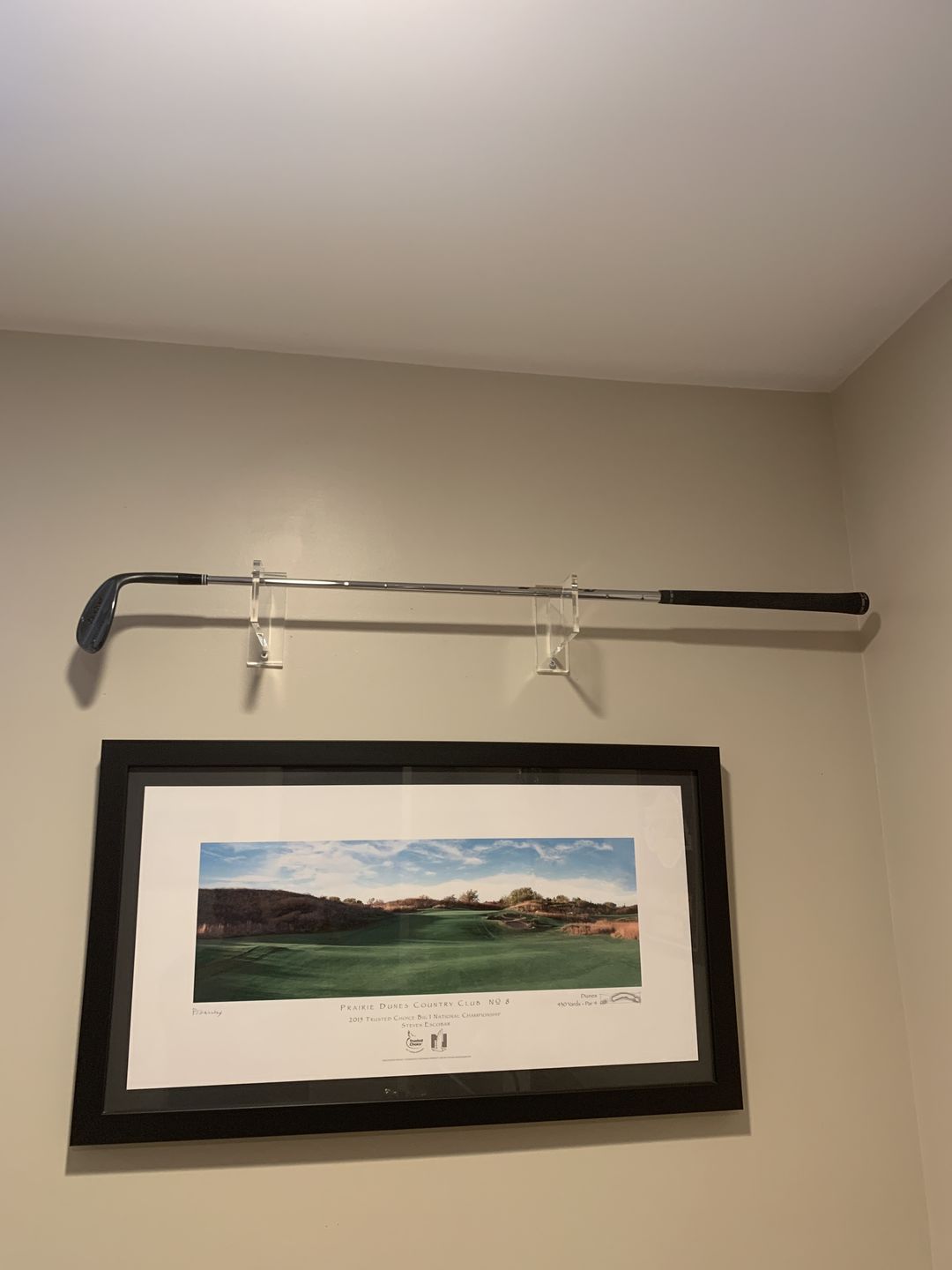Customer photo review of Clear Acrylic Standard Single Golf Club Wall Mount Bracket
