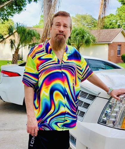 Customer photo review of Psychedelic Gradient Print Men's Short Sleeve Shirt