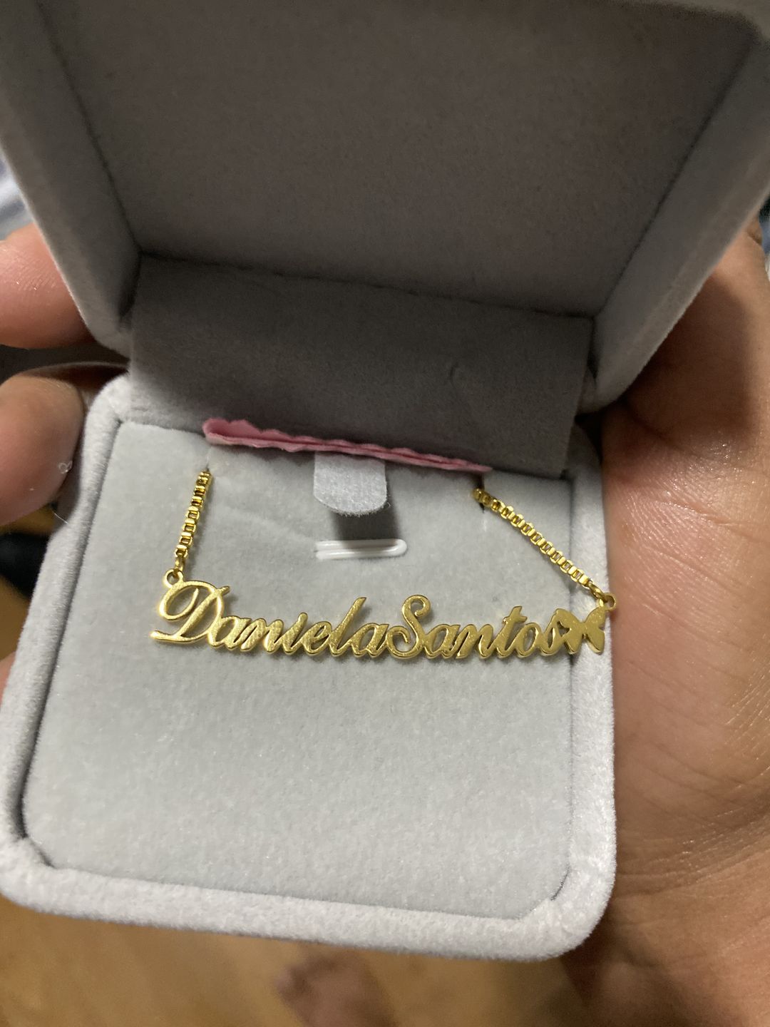 Customer photo review of Butterfly Name Necklace