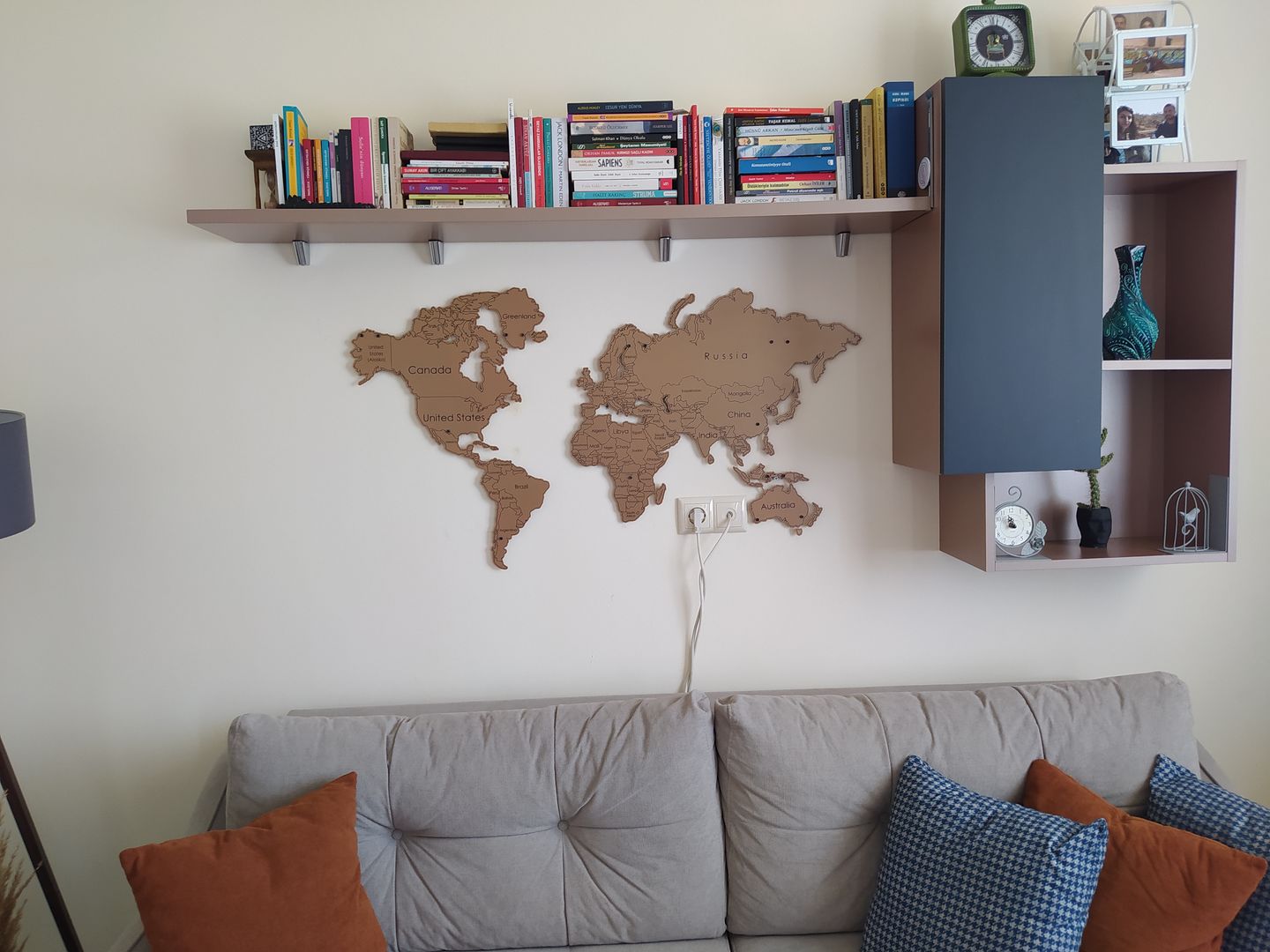 Customer photo review of Metal Dünya Haritası Baskısız | Renk - Bakır