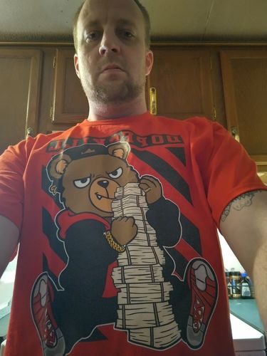 Customer photo review of Jordan 4 Red Thunder DopeSkill Red T-shirt Dope Bear Graphic