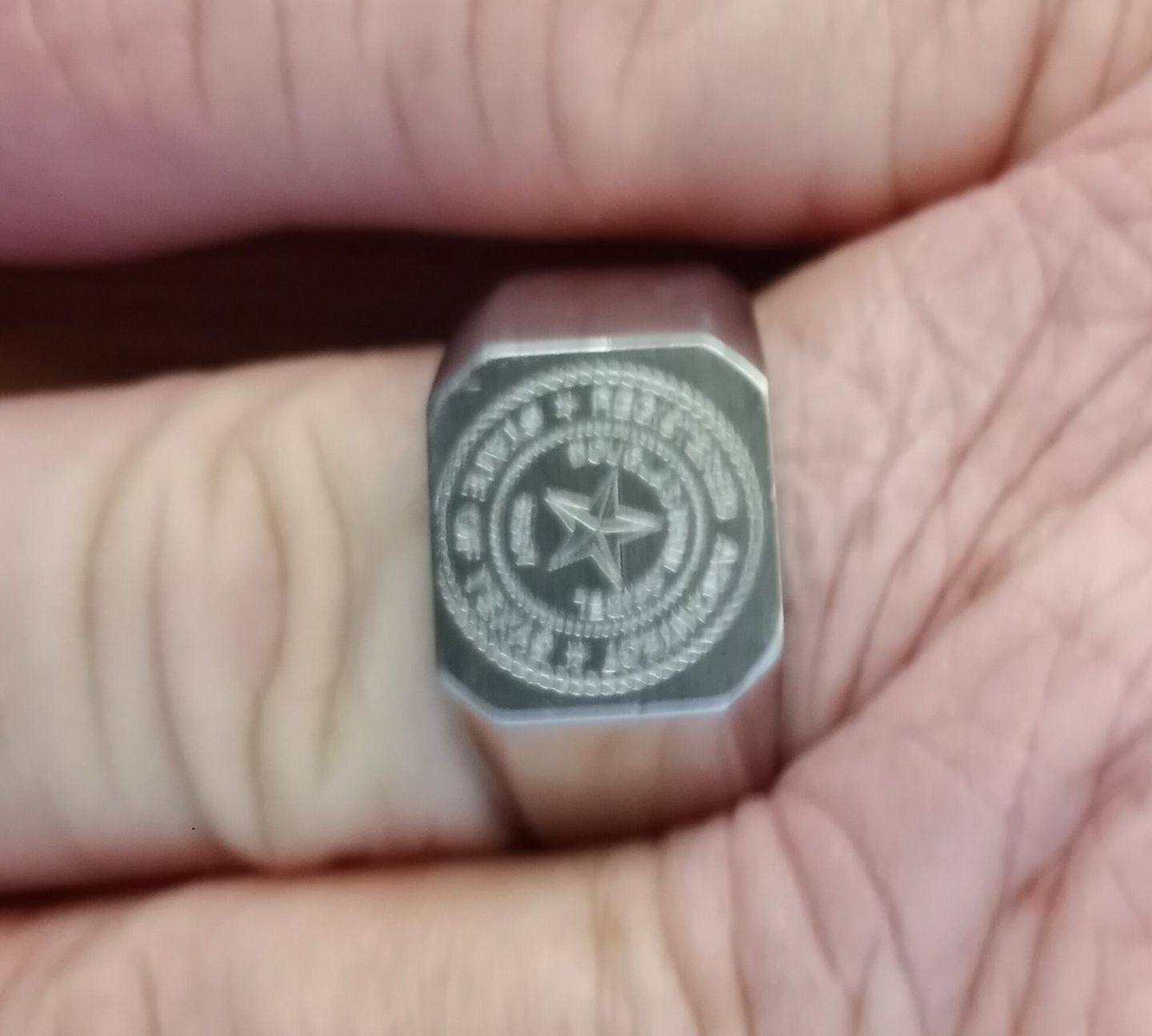 Customer photo review of Matte & Shiny Engravable Signet Ring