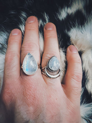 Customer photo review of Sterling Silver Crescent Moon Moonstone Ring