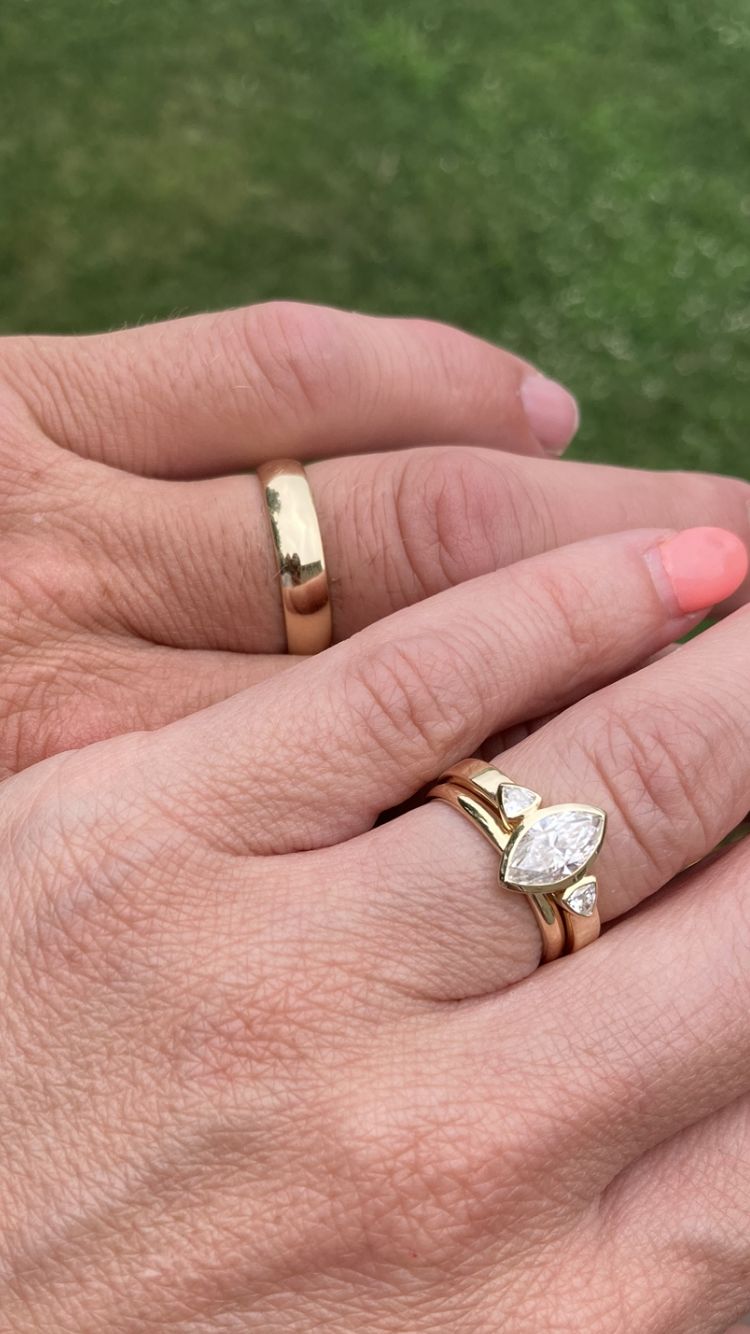 Customer photo review of Moissanite White Gold Hand Made Vintage Inspired Engagement Ring - Marquise Ring