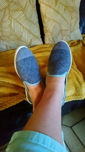 Customer photo review of Chausson femme laine, beige rose poudré