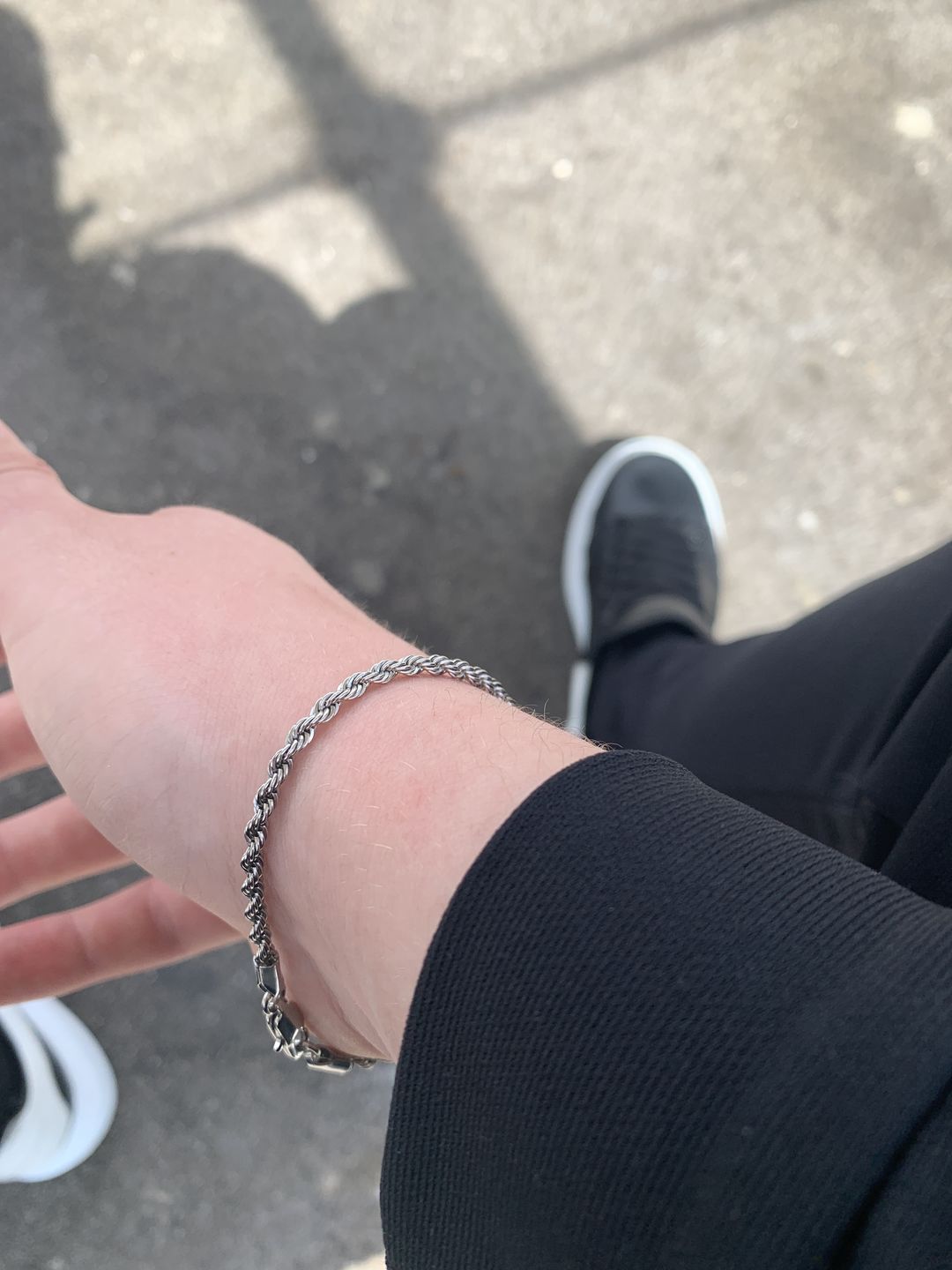 Customer photo review of CLEAN ROPE BRACELET. - 3MM WHITE GOLD