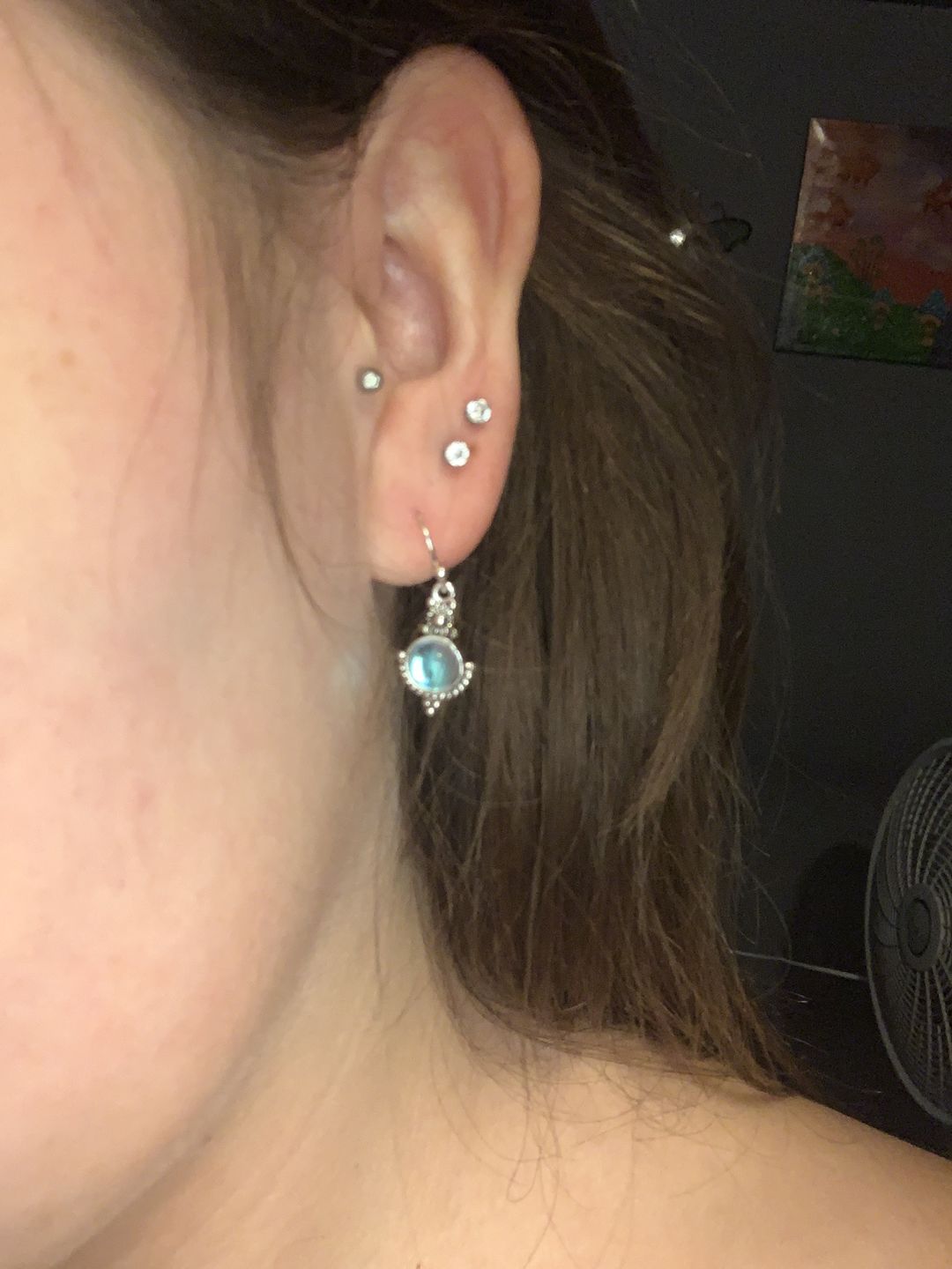 Customer photo review of Dangle Drop Moonstone Earrings