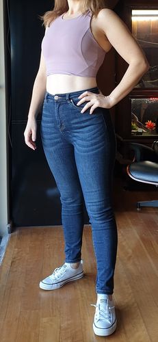 Customer photo review of Impact High Waisted Skinny Jeans - Deep Indigo
