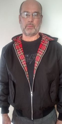 Customer photo review of Mens Hooded Harrington Jacket - Black