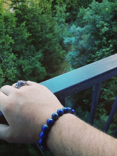 Customer photo review of Bracelet en perles de lapis-lazuli 10mm en pierre naturelle