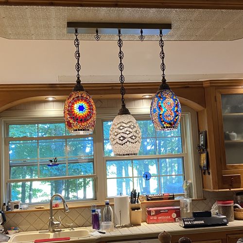Customer photo review of Kitchen Island Pendant With 3 Globes, ID:108