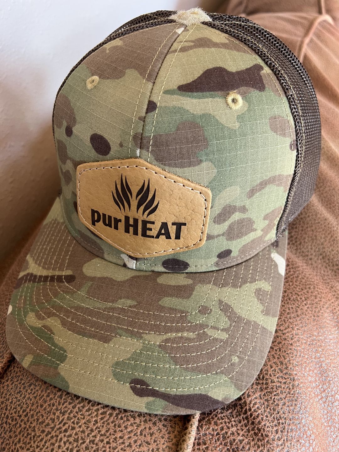 Customer photo review of Richardson 862 Camo Custom Leather Patch Hat