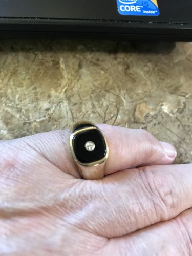 Customer photo review of Black ONYX MEN'S RING with GENUINE DIAMOND Solid 10k Gold Classic Ring for Man