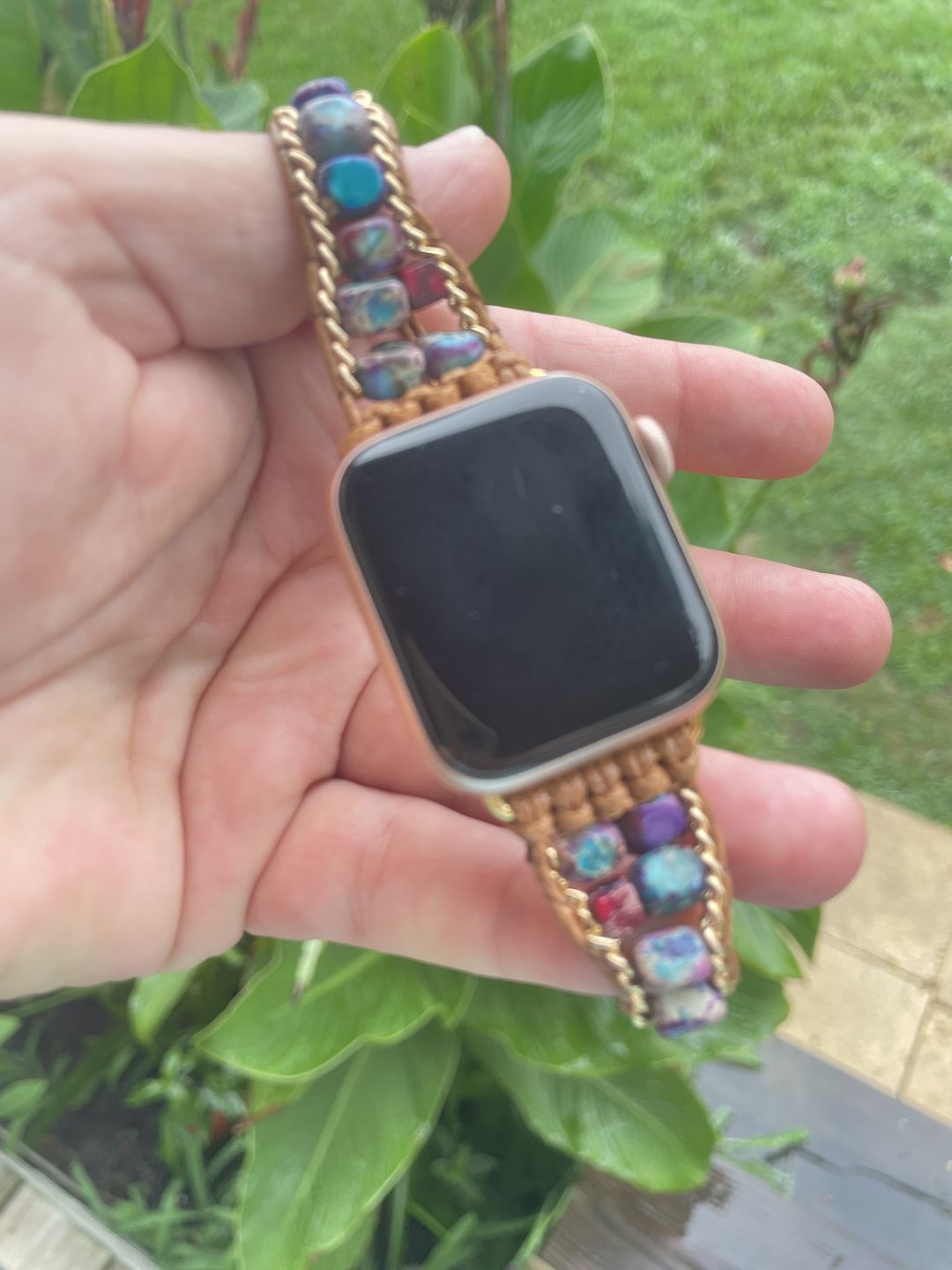 Customer photo review of Moonlight Jasper Apple Watch Strap