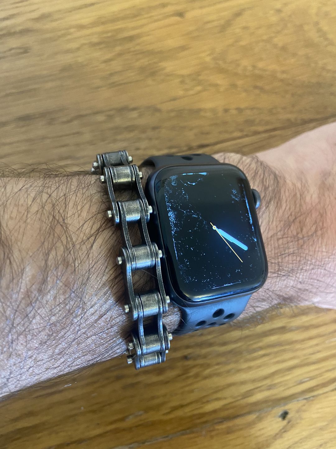 Customer photo review of Cycolinks 10mm Retro Rustic Silver Bike Chain Bracelet
