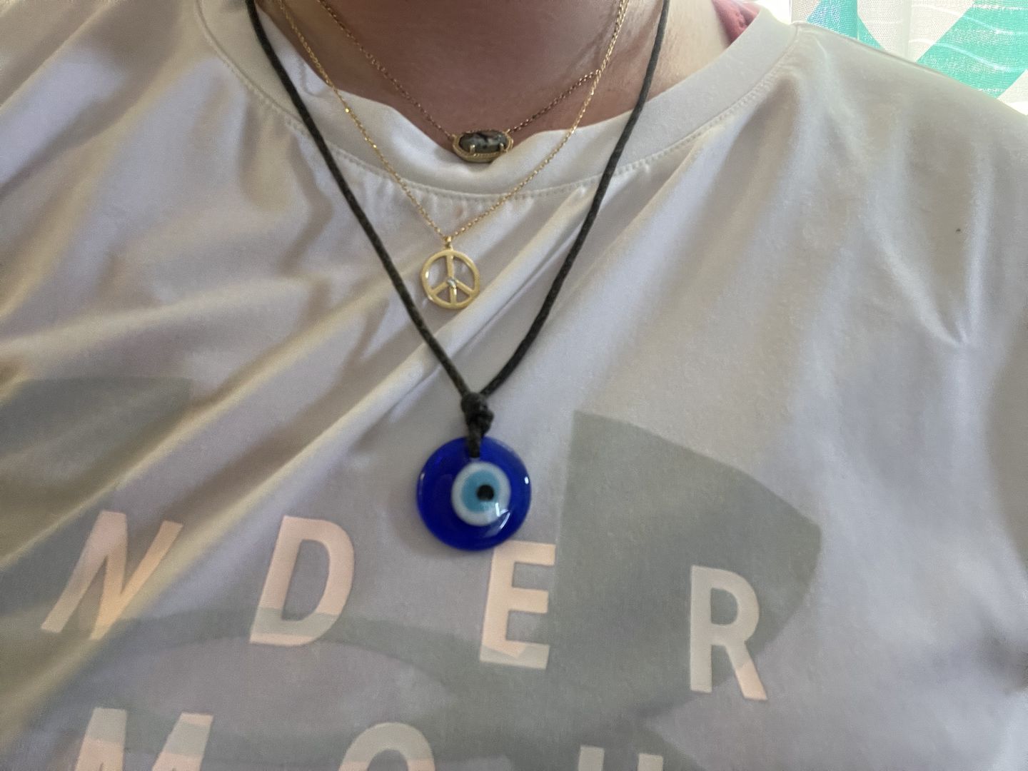 Customer photo review of Glass Evil Eye Good Luck and Protection Necklace