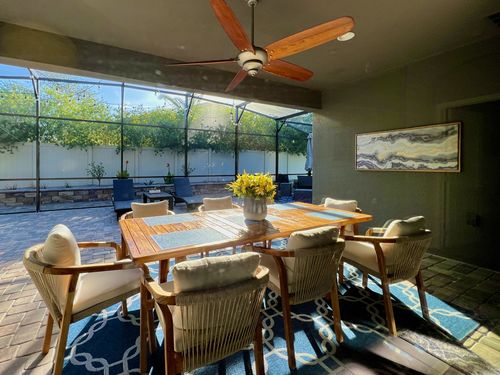 Customer photo review of Rimini 9 Piece Outdoor Patio Dining Set in Teak