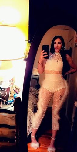 Customer photo review of Floral Lace Romantic Feather See-Through Jumpsuit