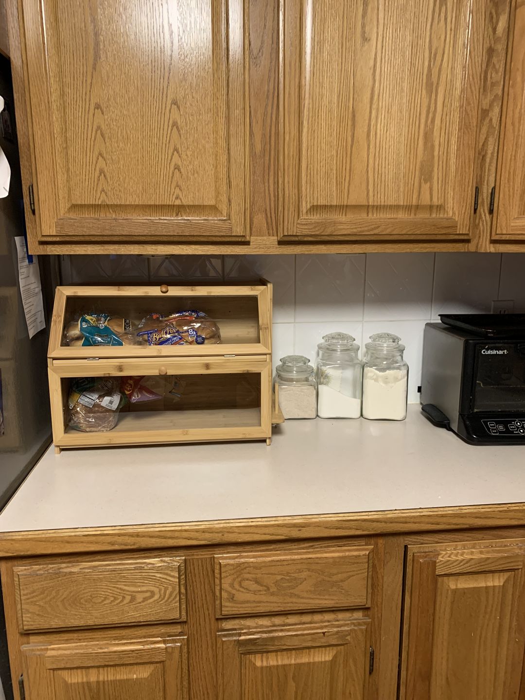 Customer photo review of Large Capacity Bread Storage Bin with Cutting Board