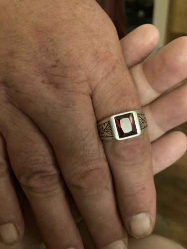 Customer photo review of Men's Ring with Red Ruby Gemstone in 925k SOLID Sterling Silver