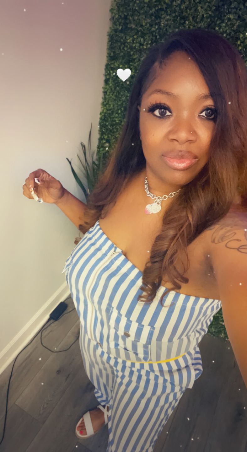 Customer photo review of Stripe Strapless Jumpsuit