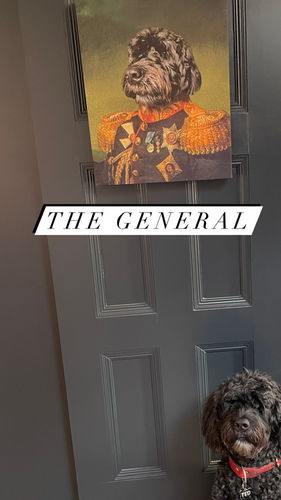 Customer photo review of The General – Custom Vintage Pet Canvas