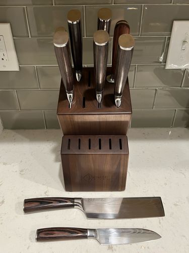 Customer photo review of Acacia Hardwood Knife Block