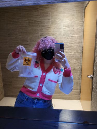 Customer photo review of Cropped Strawberry Cardigan