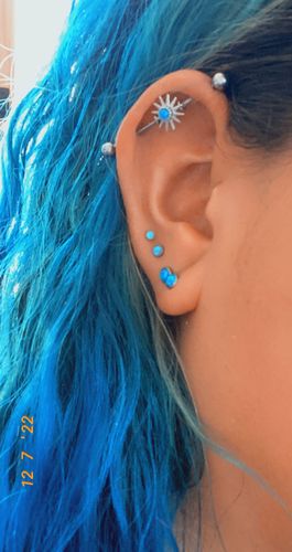 Customer photo review of Opal Starburst Industrial Barbell