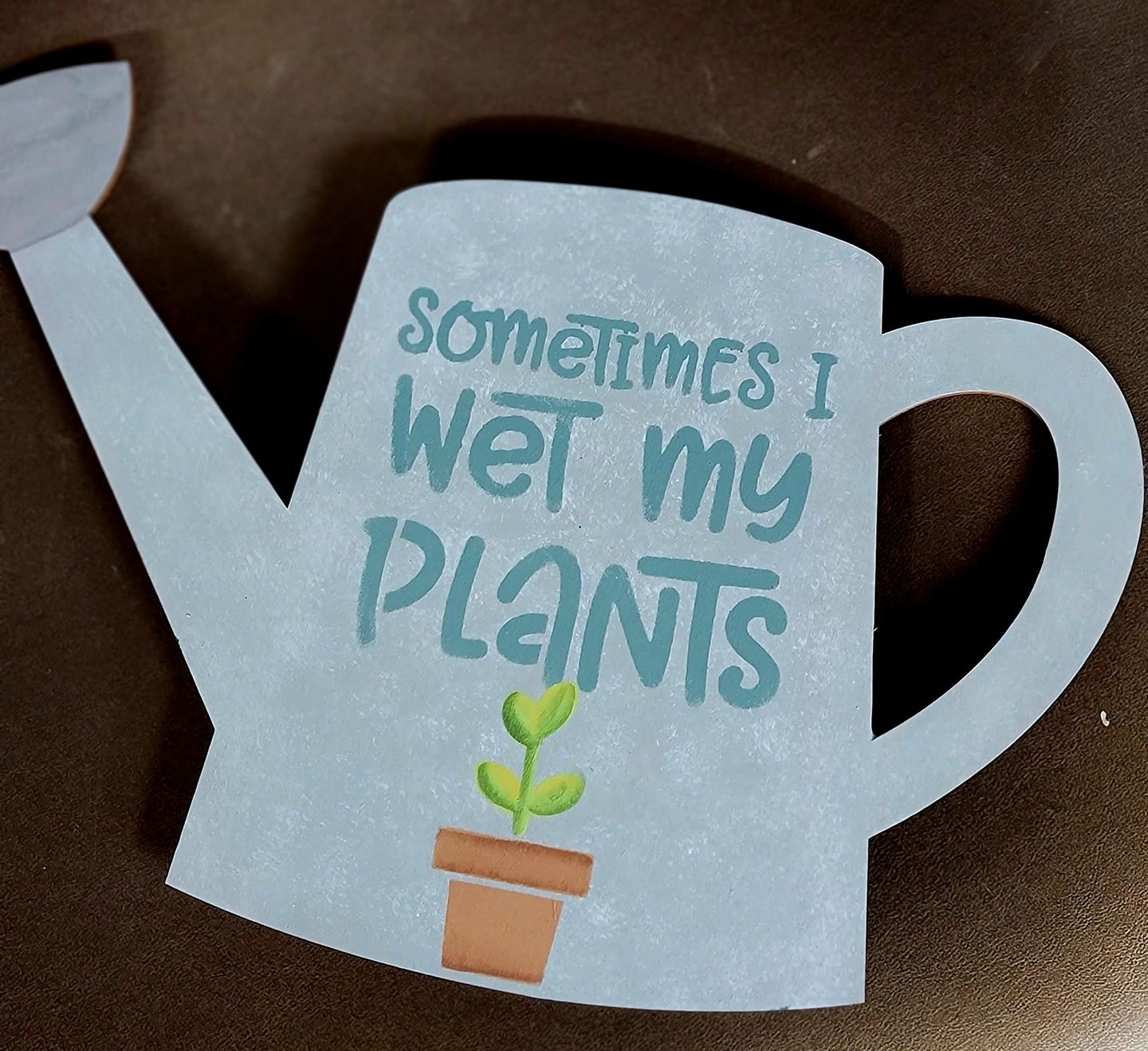 Customer photo review of Unfinished Wood Garden Watering Can Shape - Craft - up to 36" DIY