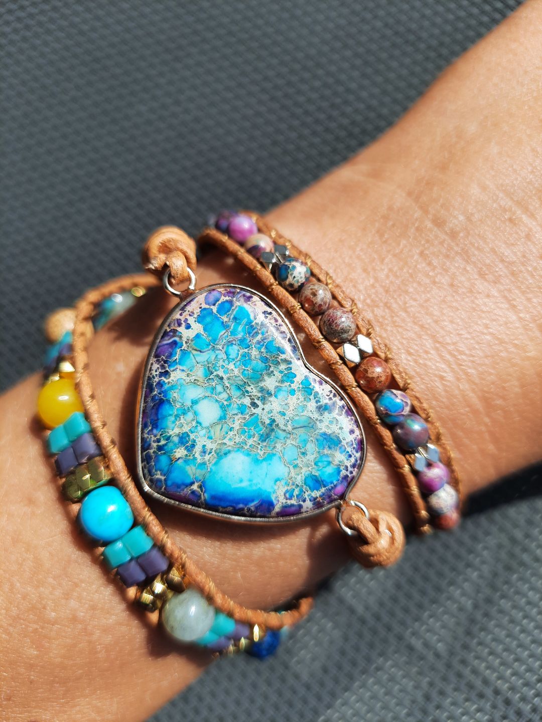 Customer photo review of Heilendes Jaspis Herz Wickelarmband | Boho | 100% Handgemacht