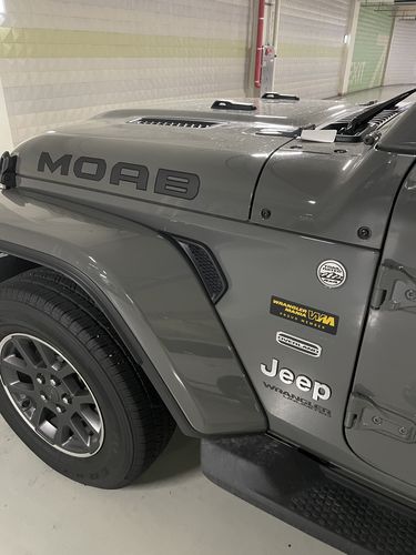 Customer photo review of MOAB hood decal set w/ outline fits 2019 Jeep Wrangler