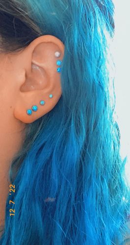 Customer photo review of Opal Flat Top Steel Cartilage/Tragus Ring