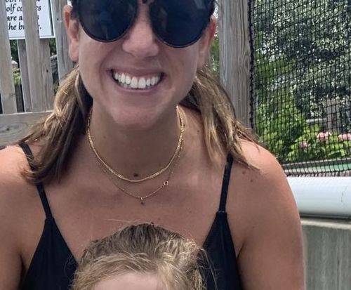 Customer photo review of gabi choker + birthstone necklace layering set