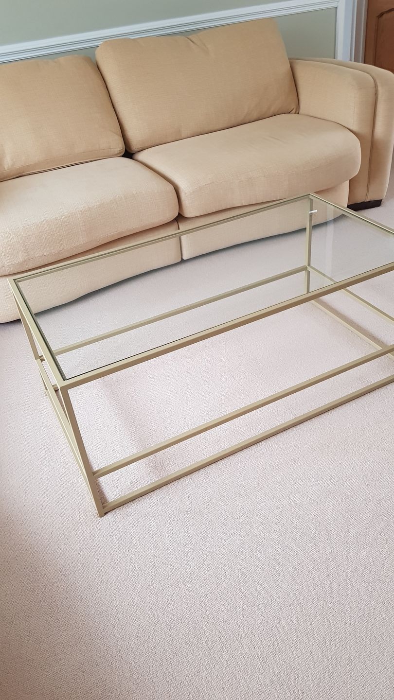 Customer photo review of Glass Metal Coffee Table Matte Gold Frame