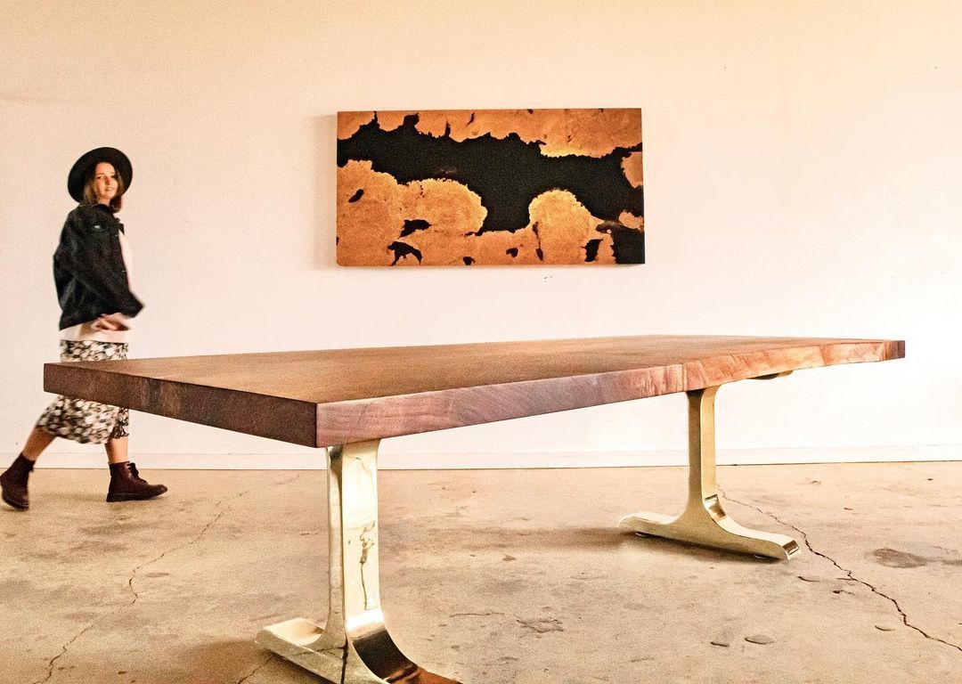 Customer photo review of Gold Brass Table Legs - 431 Wineglass - 27W, 28H inch - Set of 2 pcs - Flowyline