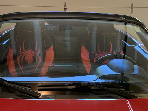 Customer photo review of Spider Car Seat Covers Custom Symbol Spider Car Accessories