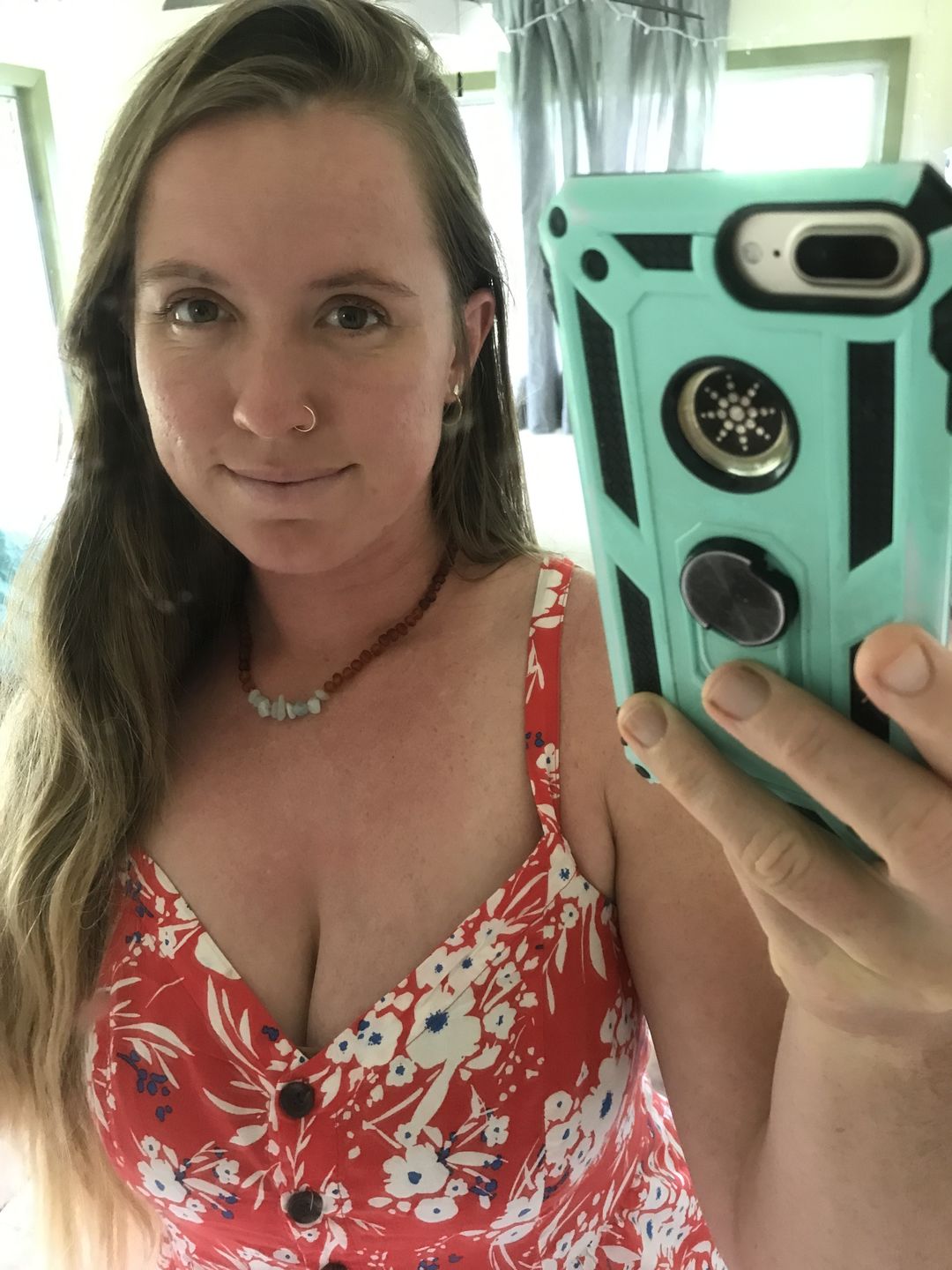 Customer photo review of Raw Cognac Amber + Raw Blue Amazonite || Mommy & Me || Necklaces