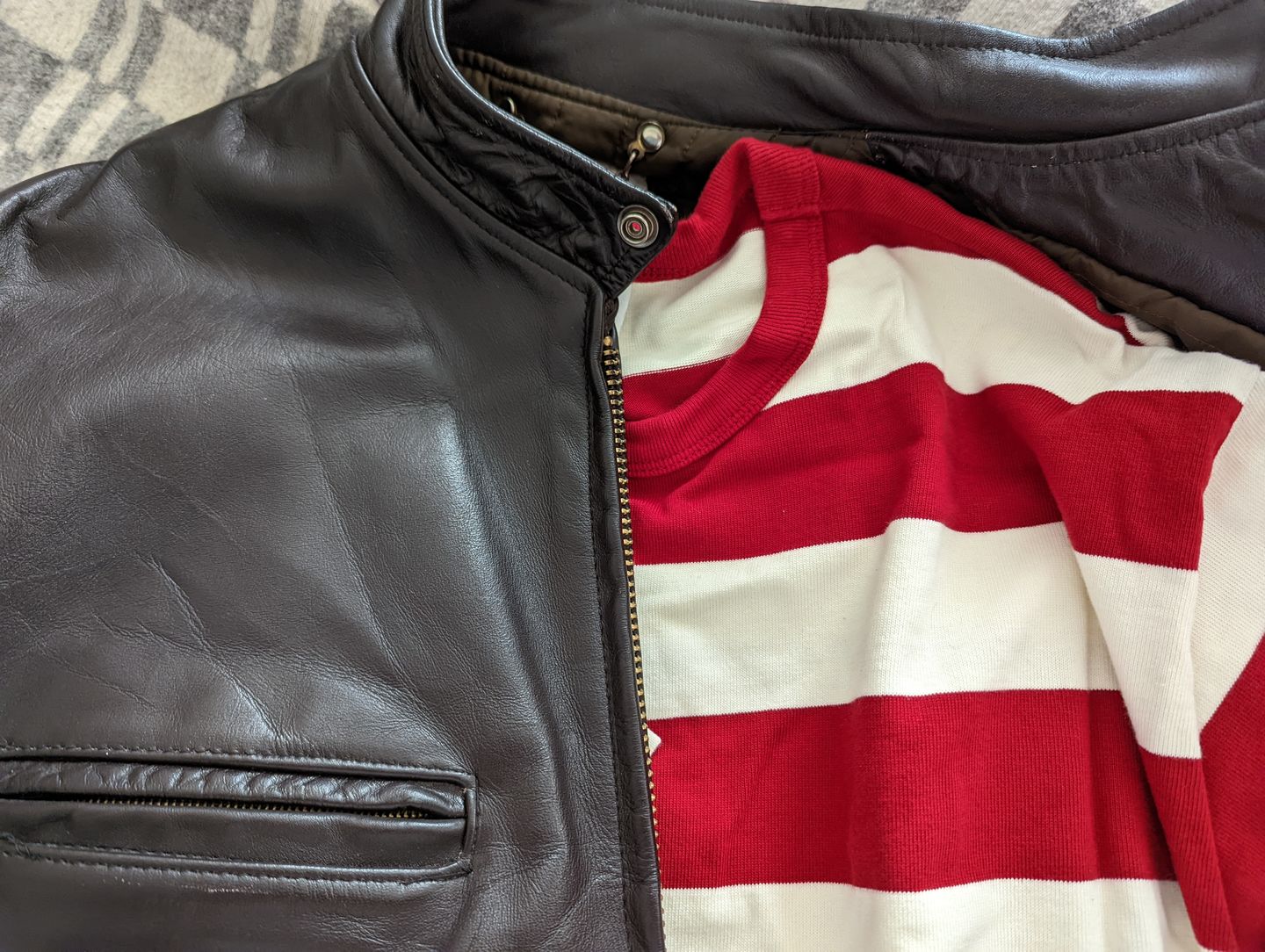 Customer photo review of Heavyweight Cotton Wide Striped T-Shirt - Black/White