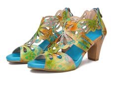 Customer photo review of Bohemia Leather Block Heel Comfy Sandals
