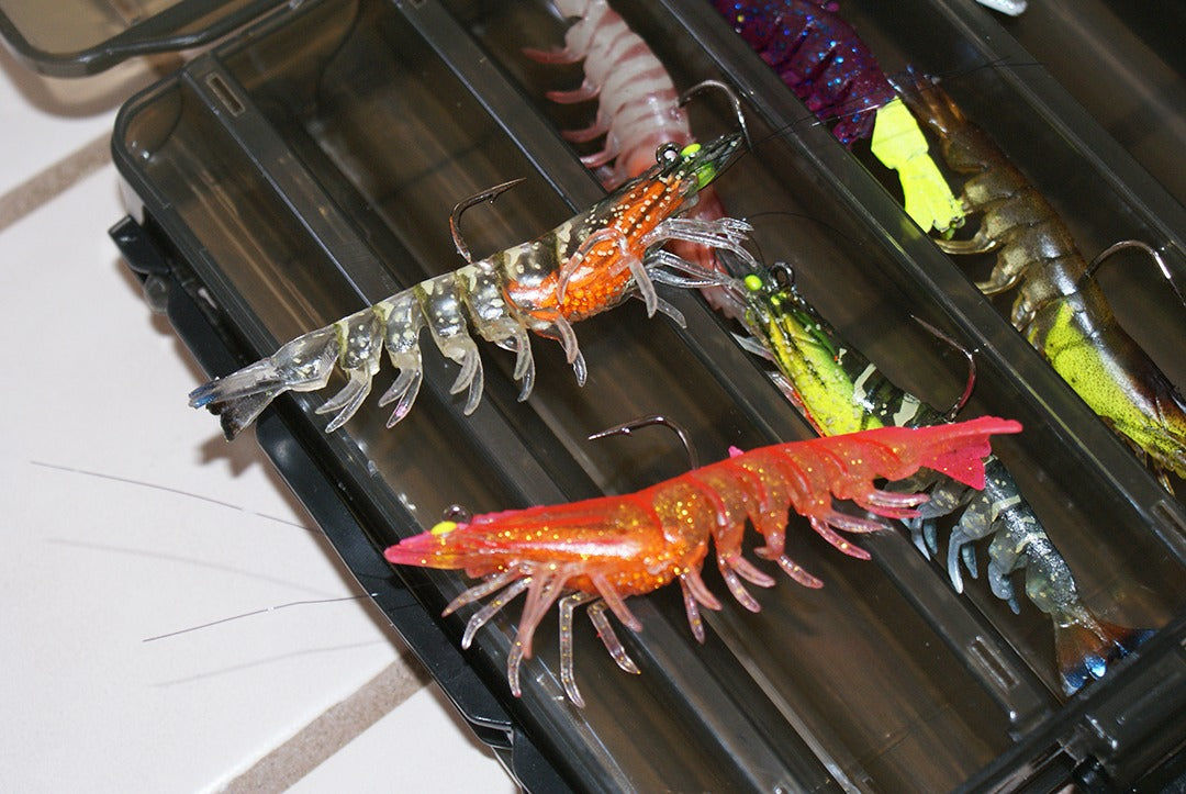 Customer photo review of Pre-Rigged Soft Fishing Lures | BKK Hook | Easy Catch |  Tear-Resistant TPE | Shrimp & Crayfish Swimbaits | Freshwater Saltwater Baits  | For Bass & Trout &Walleye &Pike