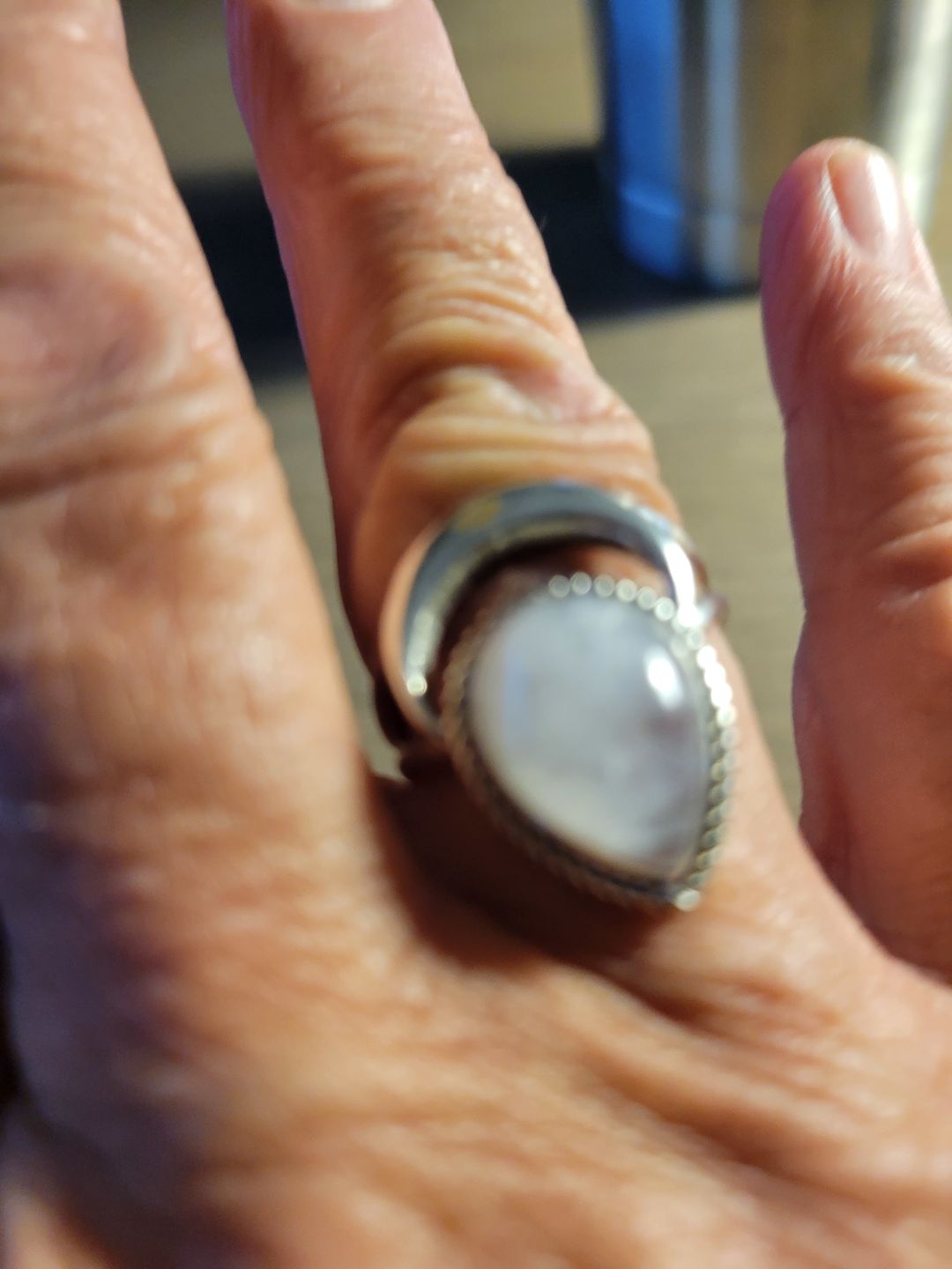 Customer photo review of Sterling Silver Crescent Moon Moonstone Ring