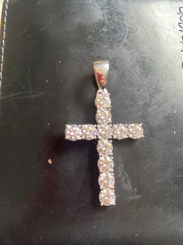 Customer photo review of Sterling Silver VVS Moissanite Cross Pendant