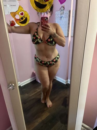 Customer photo review of Cherry Bomb Triangle Top FINAL SALE