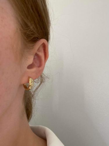 Customer photo review of Thick Starburst Hoops (Gold)