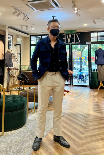 Customer photo review of Safari Jacket -  Denim Dark Blue