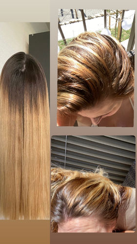 Customer photo review of Notre soin éclaircissant pour des cheveux rayonnants en moins de 5 minutes