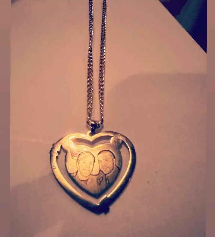 Customer photo review of Photo Engraved Heart Necklace