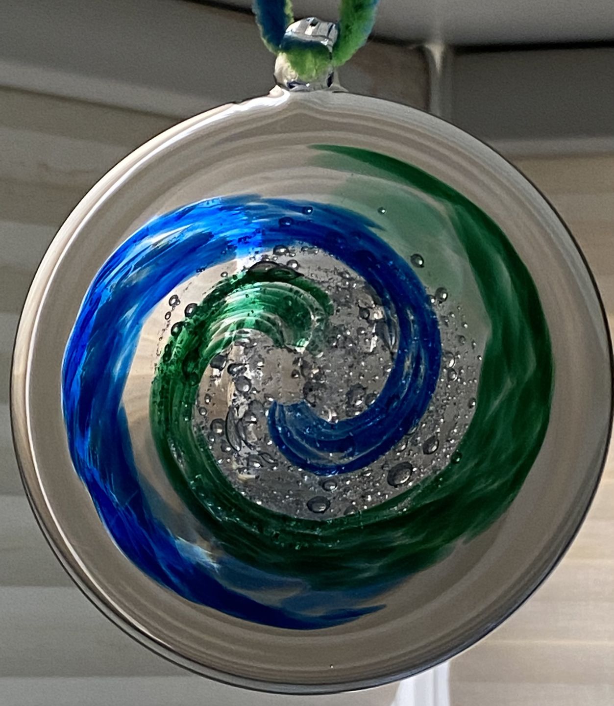 Customer photo review of Glass Suncatcher with Infused Cremation Ash