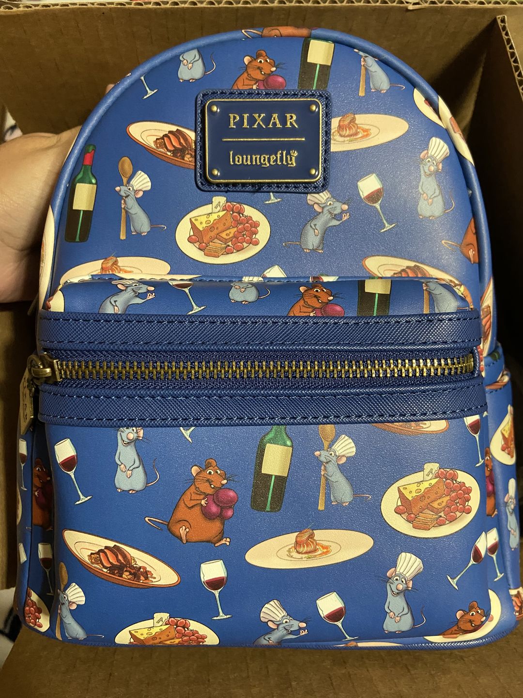 Customer photo review of 707 Street Exclusive -  Loungefly Disney Pixar Ratatouille Remy and Emile Allover Print Mini Backpack